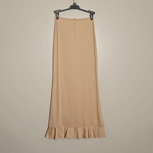 NWT Gold Ruffle Ruched Tulip Romantic Silky Skirt Sz Small - Picture 4 of 7